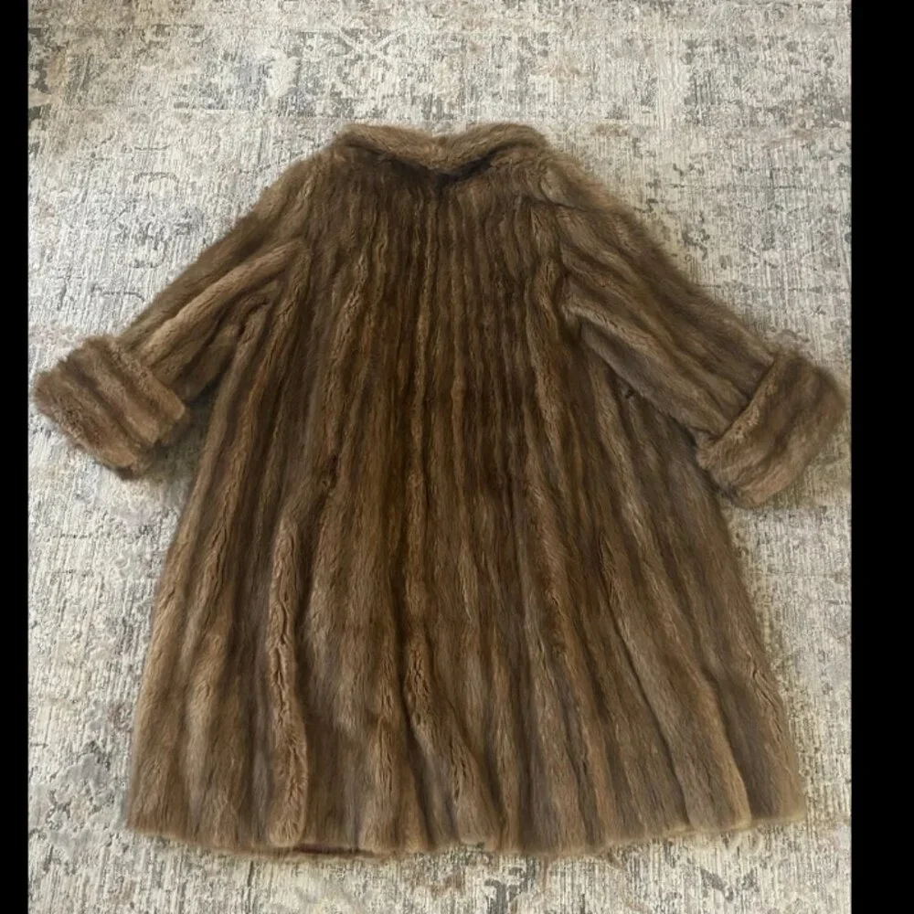 Vintage 1970'S  Full Length Mink Coat Brown L. BAMBERGER & CO Newark Coat - Picture 12 of 12
